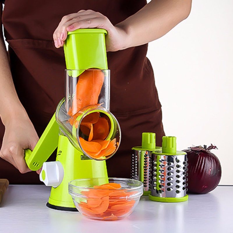 Multi-Function Vegetable Cutter – Rotary Mandoline Slicer with Grater Blades