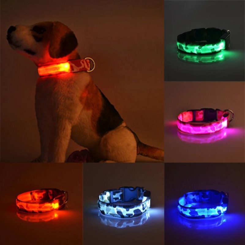 Glow-in-the-Dark Dog Collar – Camouflage Print, USB Rechargeable