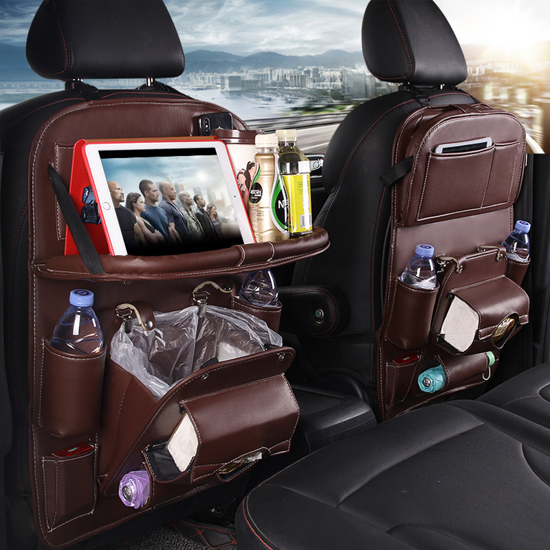 Backseat Car Organizer – Waterproof PU Leather Tray Bag