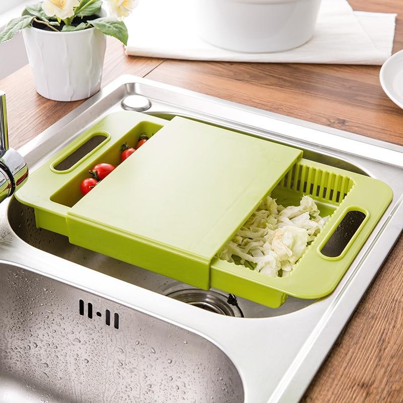 3-in-1 Cutting Board with Drain & Storage – Kitchen Chopping Tool