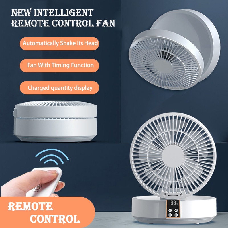 Rechargeable Folding Fan with Remote – Ceiling Mount & LED Night Light